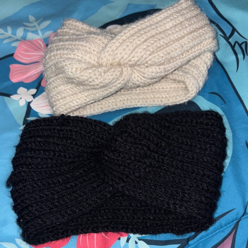 Cozy Knit Headbands in Cream and Black